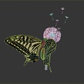 Modern Butterfly Dandelion Colored Butterfly Tabby Butterfly 3d model