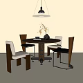 Modern Middle Ancient Dining Table and Chair Combination 3d model