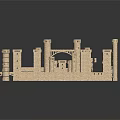 Intricate Castle Model With Multiple Towers Stone Walls And Arched Gates For Decorative