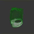 Gray Mesh Fabric Storage Bag With White Bottom And Reflective Surface Design