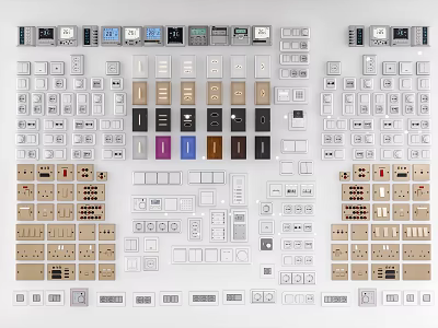 Modern Switch Panels in Various Designs and Different Colors for Home Decoration 3d model