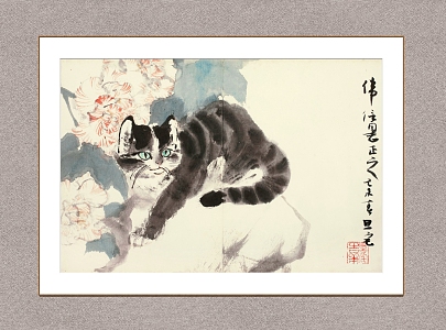 Chinese Decorative Painting Cat Liu Danzhai 3d model