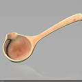 Ceramic Spoon With Pink And White Color Smooth Handle On Dark Reflective Background