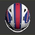 White Football Helmet With Red And Blue Stripes Buffalo Logo And Chrome Facemask Design