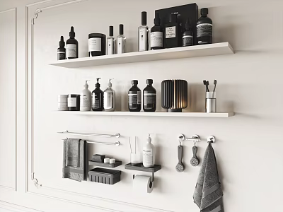 Bathroom Shelves With Toiletries And Towel Storage 3d model