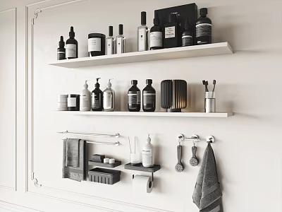 Bathroom Shelves With Toiletries And Towel Storage 3d model Bathroom Shelves With Toiletries And Towel Storage 3d model