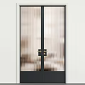 Modern Double Doors With Black Frame Glass Panels And Golden Handles Design