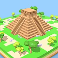 Cartoon Style 3D Rendered Pyramid Scene With Green Trees And Grass