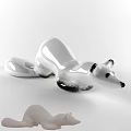 Ceramic Decorative Ornament Set Featuring White Fox Shape With Black Accents And Elegant Design