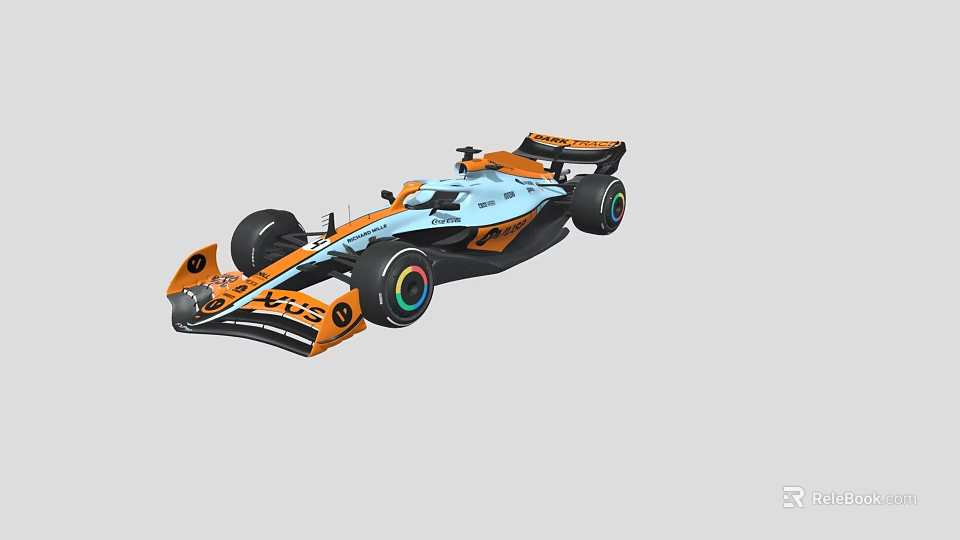 Formula 1 Race Car With Orange White Aerodynamic Body And Sporty Design 3d model 