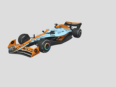 Formula 1 Race Car With Orange White Aerodynamic Body And Sporty Design 3d model