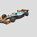 Formula 1 Race Car With Orange White Aerodynamic Body And Sporty Design