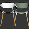 Modern Stylish Chairs With Curved Backrests And Wooden Legs In White And Light Green