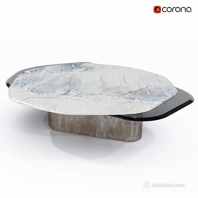 Modern Functional Table With Unique Textured Tabletop Black Edges And Brown Sleek Base 3d model 