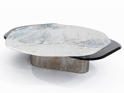 Modern Functional Table With Unique Textured Tabletop Black Edges And Brown Sleek Base 3d model