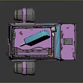 Pink Cartoon Style Van With Blue Object On Roof And Decorative Details