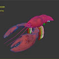 Red Lobster With Large Claws Shiny Shell On Reflective Surface Under Gradient Background 3d model