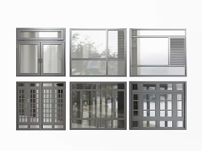 Casement Windows Modern Aluminum Frame Various Grid Patterns For Home Residential Use 3d model