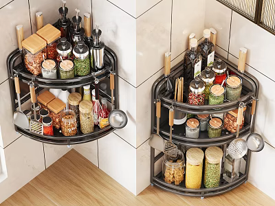 Kitchen Corner Rack Organizes Spices And Utensils 3d model