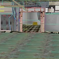 Under Construction Interior Scene With Green Patterned Floor And Unfinished Walls
