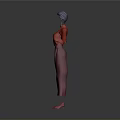3D Model Character Wearing Red Top Pink Wide Leg Pants And Red Shoes