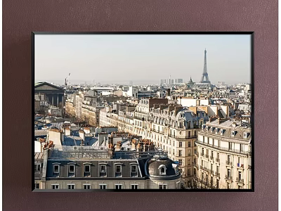 Paris Cityscape Landscape Painting With Eiffel Tower And Historic Building Rooftops 3d model