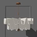 Modern White Wavy Folded Design Chandelier With Gold Metal Accent For Interior Decor