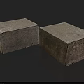 Gray Wood Stone Blocks With Rough Textured Surface And Reflection On Smooth Background 3d model