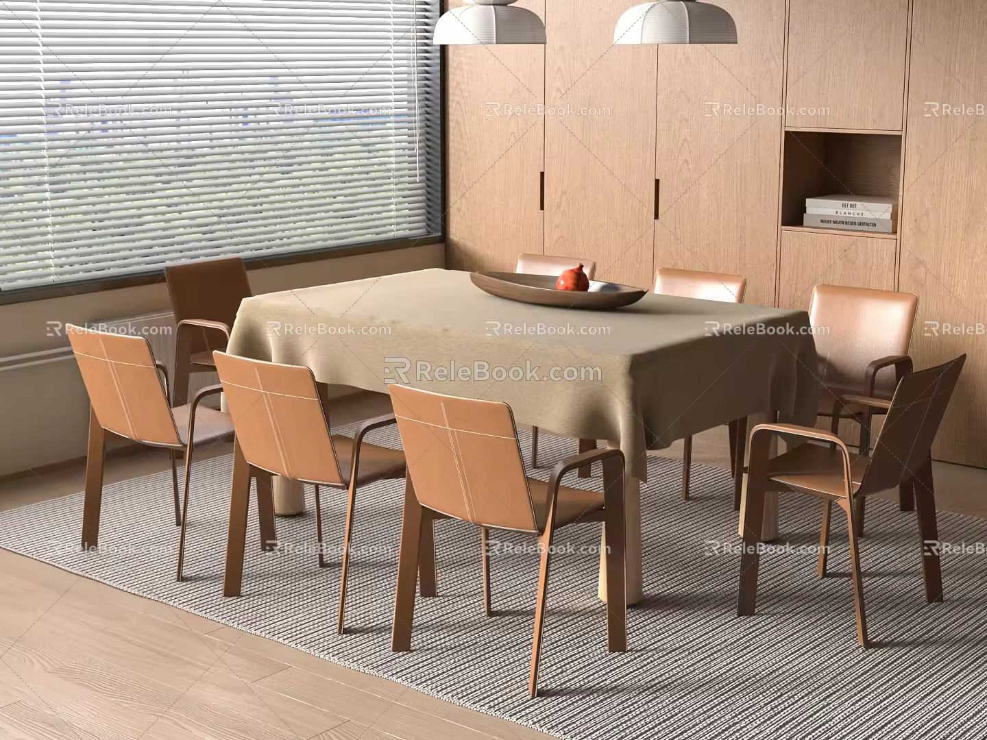 Modern Dining Table and Chair Combination Desktop Ornaments 3d model