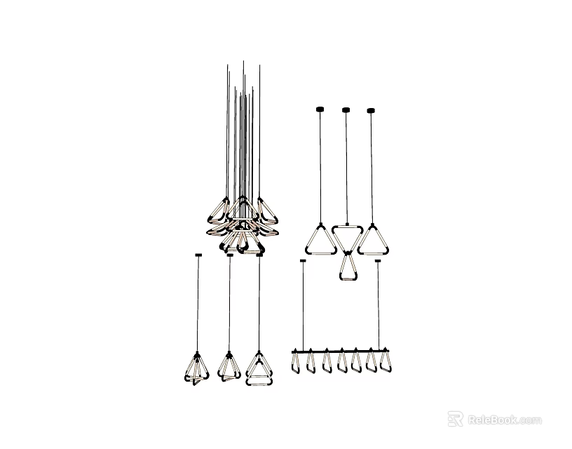 Various Modern Chandelier Designs With Hanging Pendant Lights And Decorative Styles 3d model 