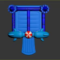 Colorful Blue Inflatable Castle with Dolphin Shapes Red and White Ball Castle Door and Step