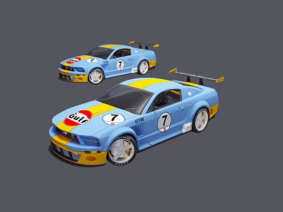 Electric Toy Racing Cars with Blue and Yellow Design Number 7 and 1 3d model