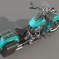 Classic Turquoise Motorcycle With Windshield Black Seat Chrome Details And Saddlebags