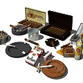 Decorative Ornament Set Featuring Cigars Ashtrays Cigarette Cases Lighters And Cigarettes 3d model
