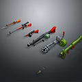 Weapons Display Featuring Different Types Such As Assault Rifles Machine Guns And Rocket Launchers