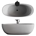 Modern Freestanding White Bathtub With Oval Shape And Chrome Faucet