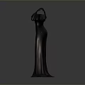 Elegant Gray One Shoulder Long Dress With Ruffled Collar And Flowing Fabric Design