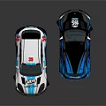 White And Blue Off Road Racing Cars With Sporty Design And Large Wheels