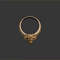 Golden Lion Head Ring With Intricate Carving And Decorative Band Design