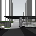 Modern Gate Demonstration Area Large Landscape Community Gate 3d model