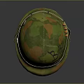 Green Camouflage Military Helmet with Born to Grill Writing Playing Card and Bullets