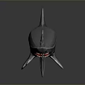 Detailed Grey Shark Figurine Displaying Open Mouth and Sharp Fins on Dark Surface