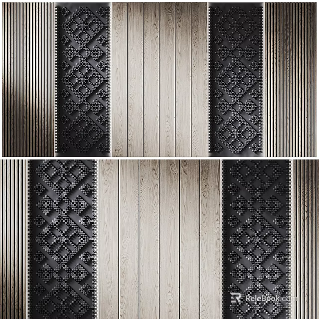 Decorative Wall Panels with Various Textured Patterns Wooden Texture Light and Dark Designs 3d model