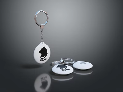 Stylish Bear Logo Metal Keychain Fashion Accessory for Clothing Outfits 3d model