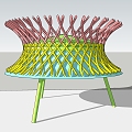 Awning shape wooden pavilion 3d model