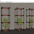 Modern Floral Installation with Metal Frame Structures LED Lighting and Palm Plants
