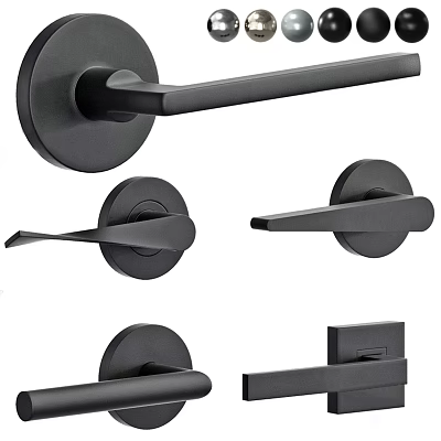 Modern Black Door Handles With Various Stylish Designs For Home Interior 3d model