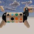 Colorful Wooden Dog Doll With Geometric Shapes And Spring Joints By Brio