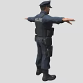 Realistic Game Movie Police Character In Uniform With Tactical Vest And Badge