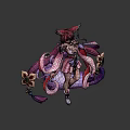 Game and Movie Character With Pink Hair Fox Ears And Nine Tails In Purple Outfit